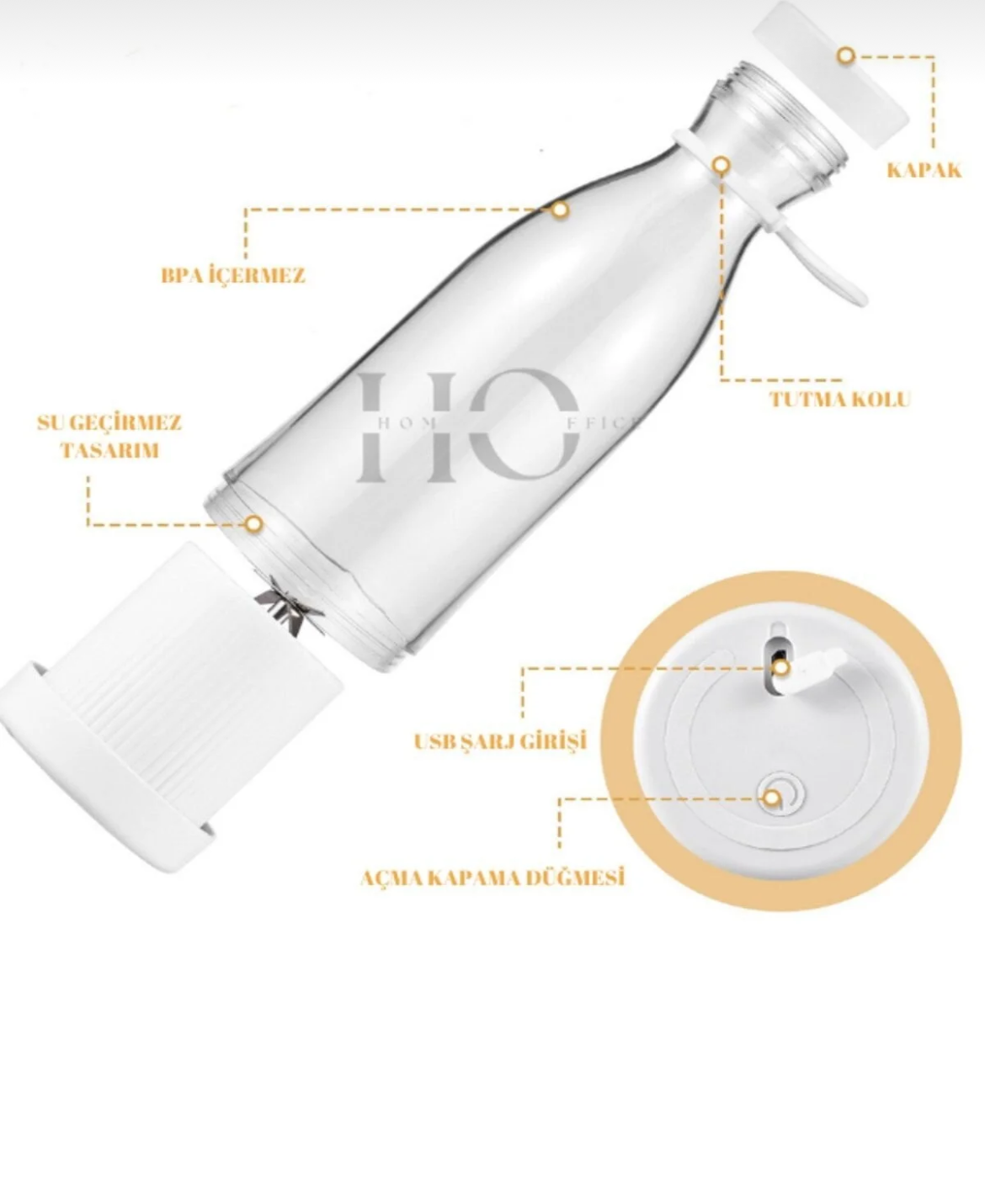 Elektrikli meyve sıkacağı taşınabilir blender şişe 380ml